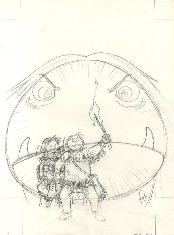 Fred Simon - Popotka le petit sioux, projet de couverture t2