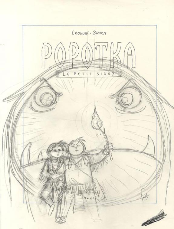 Fred Simon - Popotka le petit sioux, projet de couverture t2