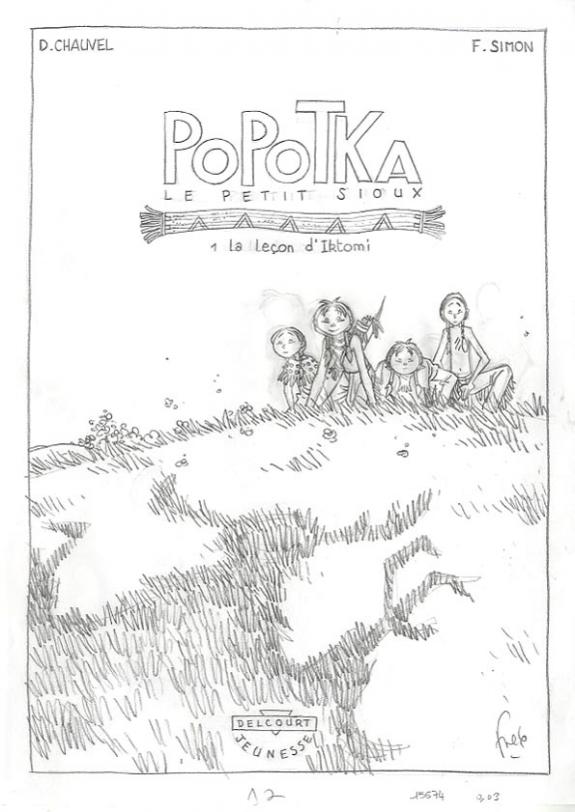Fred Simon - Popotka le petit sioux, projet de  couverture t