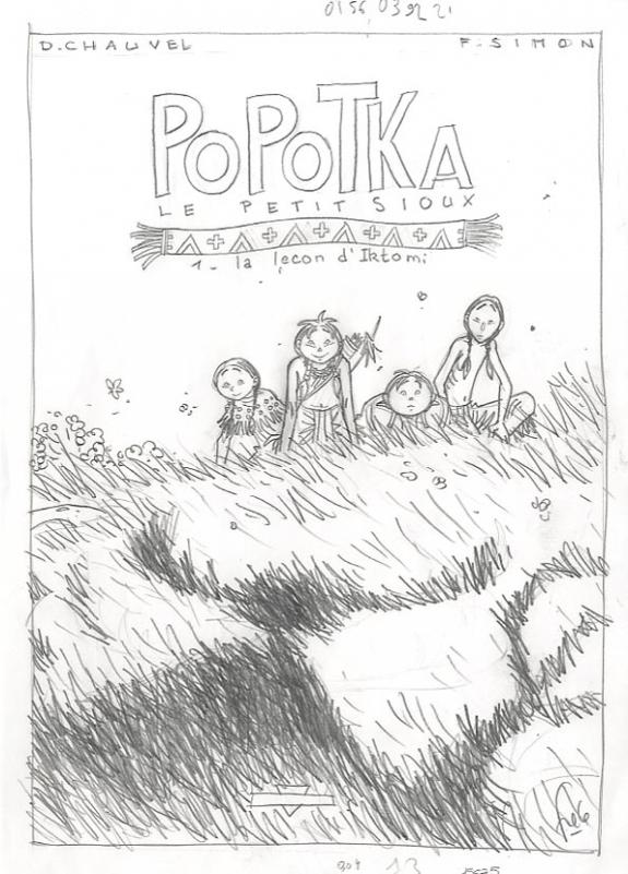 Fred Simon - Popotka le petit sioux, projet de couverture t1