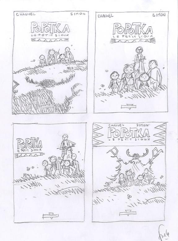 Fred Simon - Popotka le petit sioux, projet de couverture t1