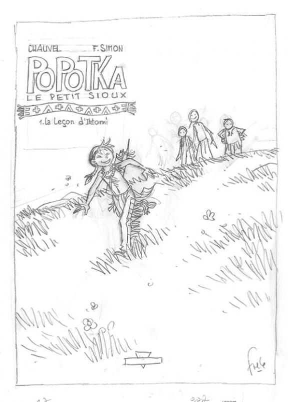 Fred Simon - Popotka le petit sioux, projet de couverture t1