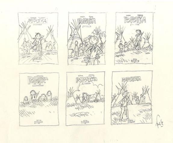 Fred Simon - Popotka le petit sioux, projet de couverture t1