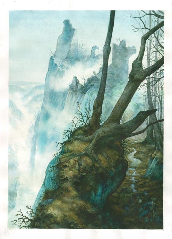 David Caryn - homme ane et chateau en ruine