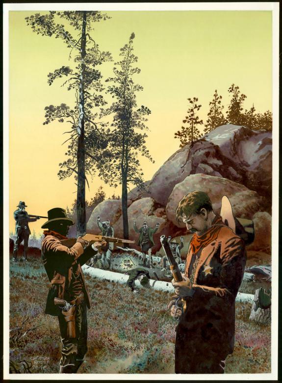 Christian Rossi - Illustration originale inédite, "Rustlers"