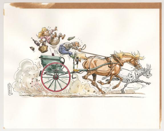 Benoit Du Peloux - Triple galop, Illustration originale - Bé