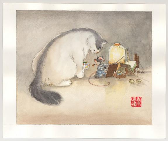 Frédéric Saurel - illustration originale - La grosse lantern