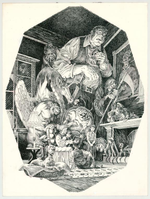 Etienne Leroux - Illustration sur le thème du conteur 
