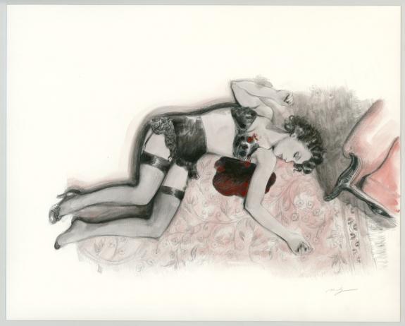 Maly Siri - Pin-up Art, Illustration originale sur papier Ar