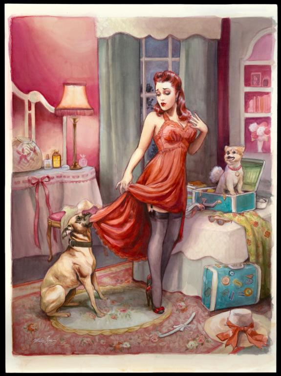 Maly Siri - Pin-up Art, Illustration originale sur papier Ar