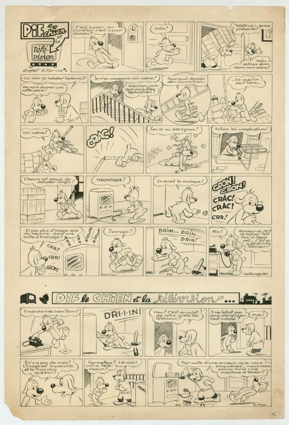 Rmas - pif, Planche originale - Pif le chien  - papier abîmé