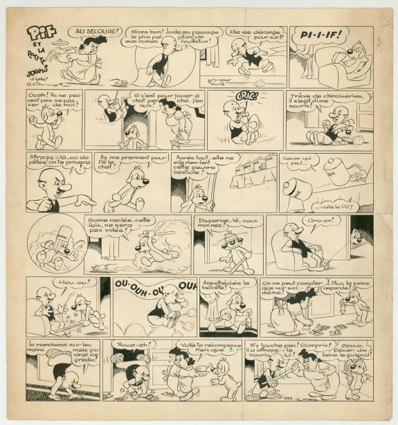 Rmas - pif, Planche originale - Pif Le chien - déchirures et