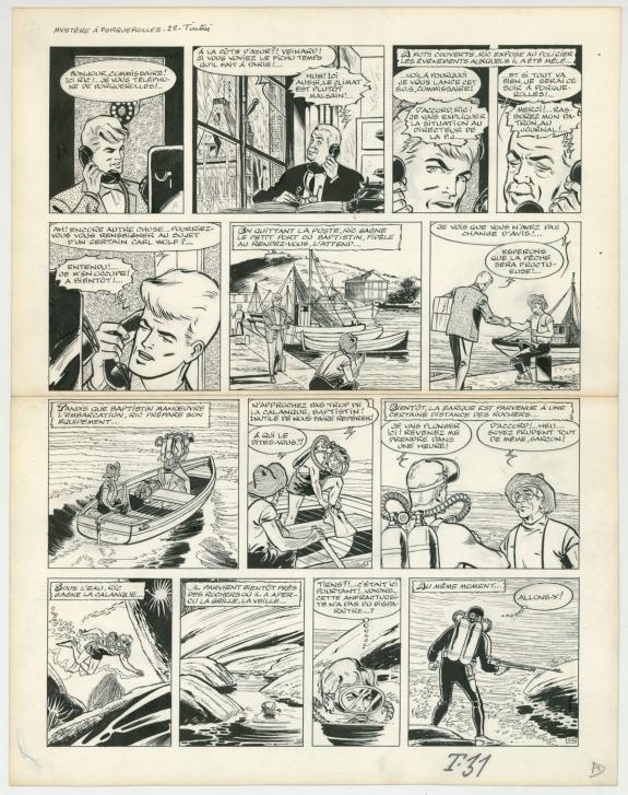 Tibet - Ric Hochet, Mystère à Porquerolles, Planche original