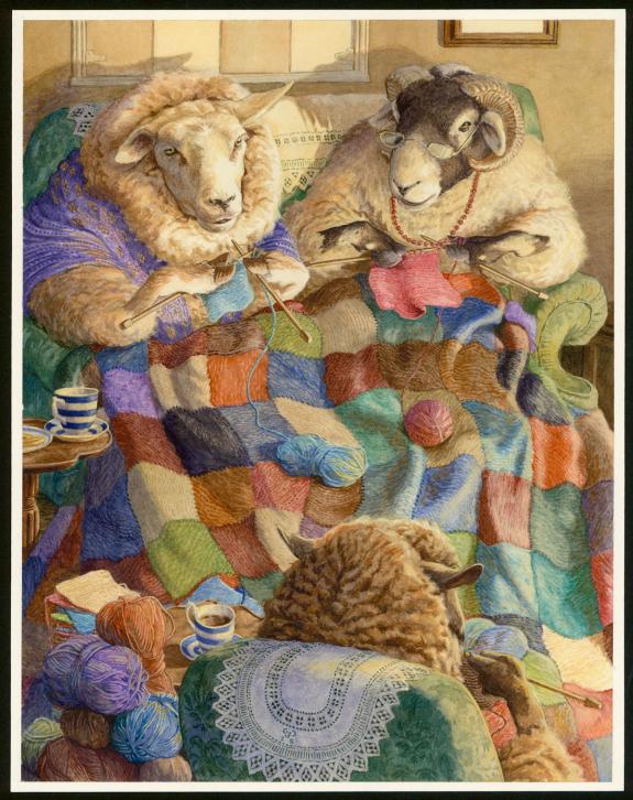 Christopher Dunn - Illustration originale, "Knitting Circle"