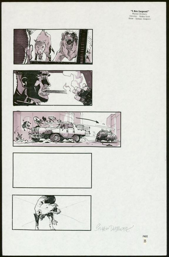 Sylvain Despretz - I Am Legend, Story board pour le projet d