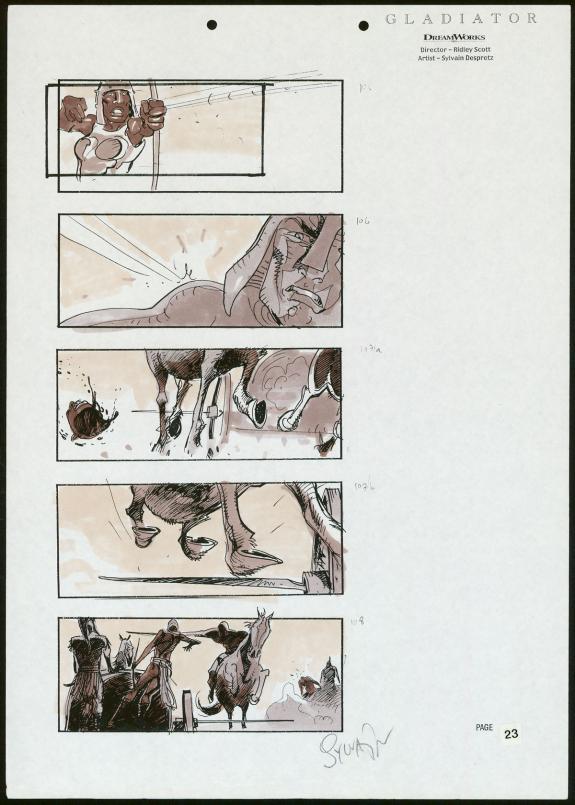 Sylvain Despretz - Gladiator , Story board pour le film Glad