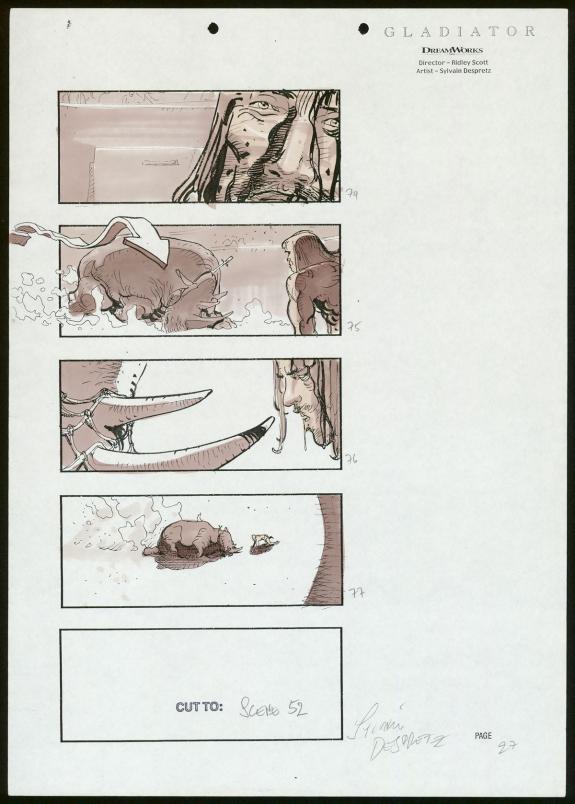 Sylvain Despretz - Gladiator , Story board pour le film Glad