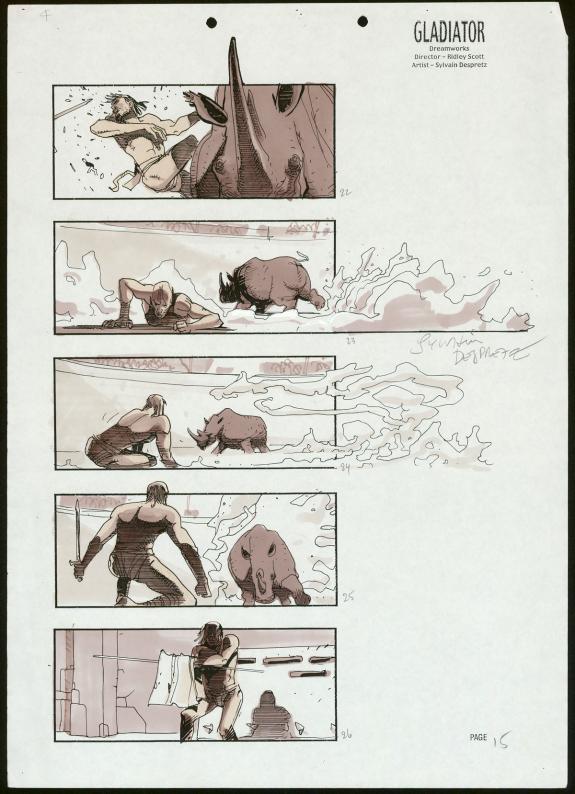Sylvain Despretz - Gladiator , Story board pour le film Glad