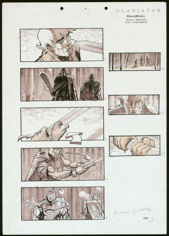 Sylvain Despretz - Gladiator , Story board pour le film Glad